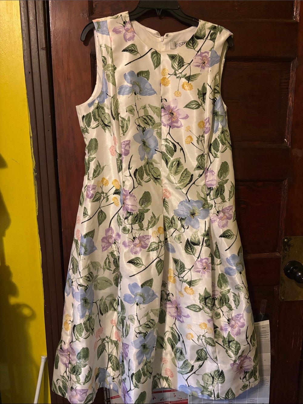 Kasper Ivory Floral Fit-and-Flare Dress with Pastel Blooms